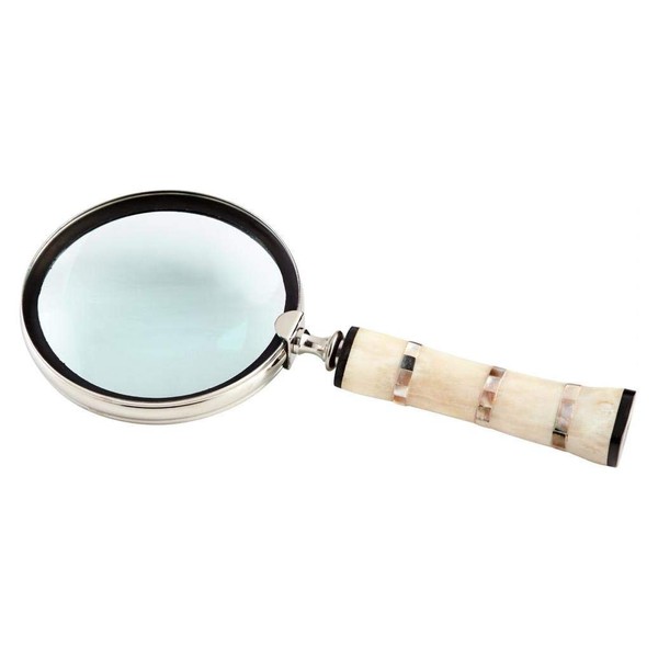 Nickel and Bone Watson 1.5 Inch Tall Brass Magnifier Made