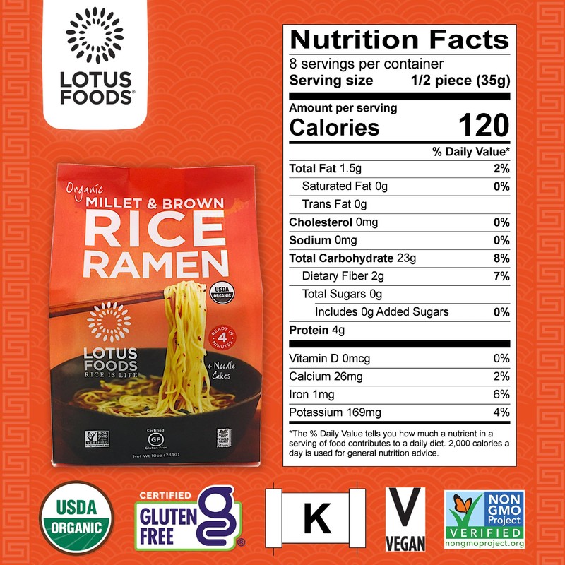 Lotus Foods Organic Millet and Brown Rice Ramen Noodles -