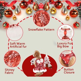 MuYaoPet Snowflake Dog Christmas Dress Pet Santa Claus Costume Holiday Outfits,Winter Clothes Dresses for Small Dogs Girl,Cat Apparel Gift (Red Snowflake, S)