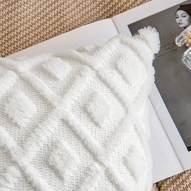 MIULEE Fluffy Pillowcase Wool Decorative Cushion Covers Luxury Style Throw Pillow Cases Pillow Shell Pack of 2 Throw Pillow Cover for Sofa Bedroom Living Room 12x20 Inch Pure White