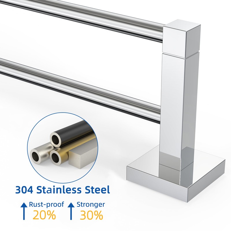 RUACQ Double Towel Bar, 24 Inch Towel Racks for Bathroom