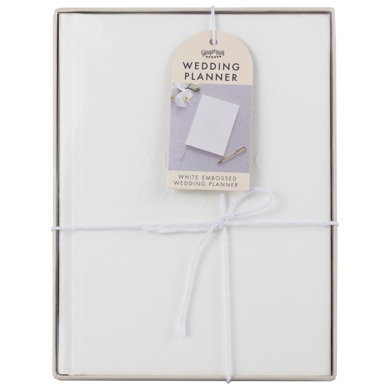 Ginger Ray White Embossed Wedding Planner with 49 Gold-Edged Pages