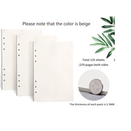 JOYISEN 3 Pack A5 Refillable Paper Blank 100GSM A5 Refill Paper 135 Sheets/270 Pages 6 Holes Refill Pads for A5 Notebook Sketching Drawing DIY Bullet Journal (Beige)