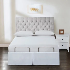 Bed Maker's Wrap-Around Microfiber Bed Skirt for Adjustable Beds, Tailored Style, 15 Inch Drop Length, Queen, White