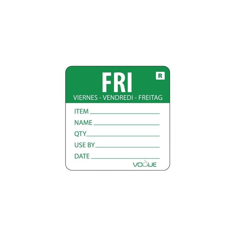 Hygiplas Removable Day of the Week Label - Friday (Pack