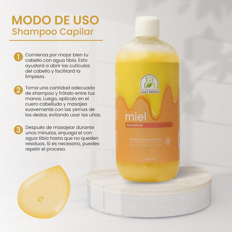 Shampoo De Miel Hidratante Productos Mart Mexico 500 Ml