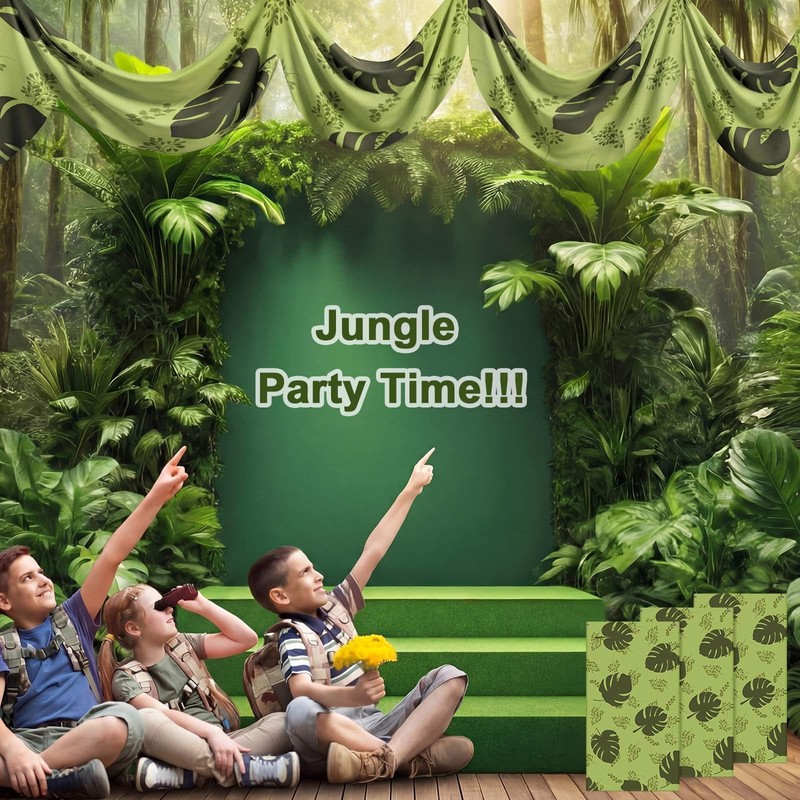 Moukeren 3 Pcs 36 ft Rainforest Palm Leaves Decorations for