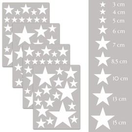 PREMYO Set of 86 Star Wall Stickers Kids - Nursery Decor Easy to Apply - Decals for Bedrooms for Girls Boys White