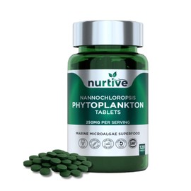 NURTIVE Nannochloropsis Phytoplankton Tablets – 250mg per Serving – Vegan, Gluten-Free, Non-GMO, No Fillers or Preservatives – Third-Party Tested, GMP Certified – 120 Tablets
