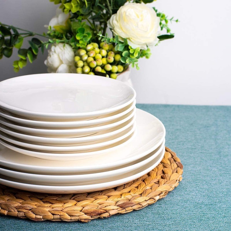 DELLING Ceramic Appetizer Plates, 7 Inch White Dessert Plates/Salad Plate,