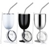 Stemmed Stainless Steel Wine Glasses with Lid Double Wall Insulated