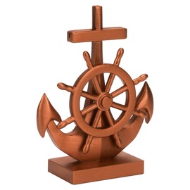 BUNCHBRAVO 12 Pack Nautical Place Card Holders – Rustic Gold Ship Anchor and Wheel Design, Resin Table Name Card Photo Holders for Beach Weddings, Coastal Parties and Events