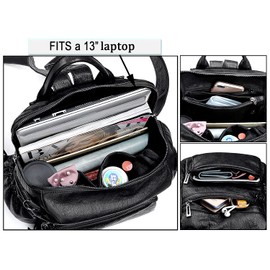 UTO Women Backpack Purse Leather Vegan Ladies Fashion Designer Rucksack Convertible Travel Shoulder Bag with Tassel Black