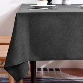 BALCONY & FALCON Washable Linen Rectangular Tablecloth Waterproof Oil-Proof Crease-Proof and Dust-Proof Tablecloth Used for Gatherings Restaurants Kitchens Banquets (Dark Gray, 55 x 71 inch)