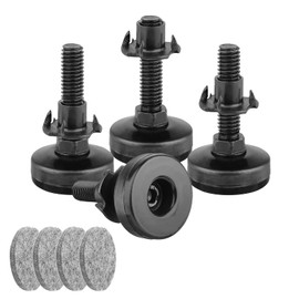 Furniture Levelers Adjustable Height Furniture Leg Heavy Duty Furniture Leveling Feet for Cabinet Sofa Table Chair Kitchen Furniture Feet with Foot Pads, 3/8”- 16 Thread(4 PCS，Black)