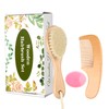 WXA Wooden Baby Hair Brush and Comb Set, 3Pcs Natural