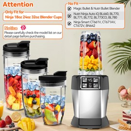 2Pcs Replacement 18oz Blender Cup with Sip Seal Lid for Nutri Ninja BL450 BL456 BL480 BL482 BL640 BL642 BL682 BN400 BN750 BN800 NN100 Foodi SS101 SS151 SS351 SS401 SS400 Ninja Auto IQ Series Blender