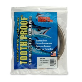 American Fishing Wire Tooth Proof Stainless Steel Single Strand Leader Wire, Size 19, Camo Brown, 360 Pound Test, 1 Pound Coil