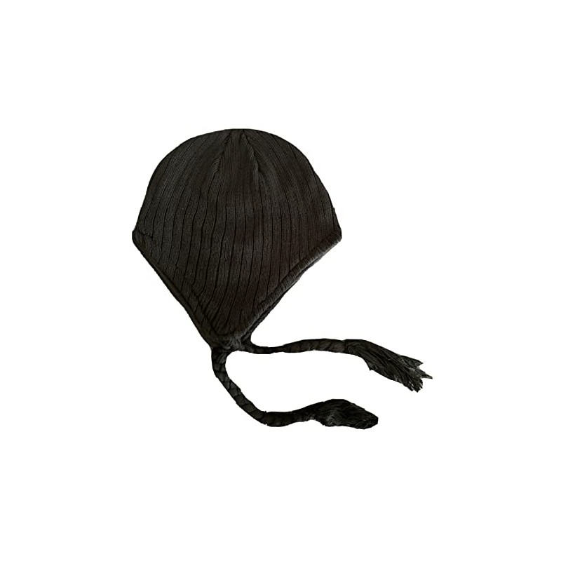 Nayt Men's Peruvian Helmet Style Earflap Strings Solid Plain Beanie