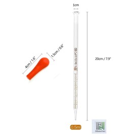 HIBATUL INC 4 Pack (0.5ml) Glass Graduated Dropper Pipettes Lab Dropper with Rubber Cap and Scale