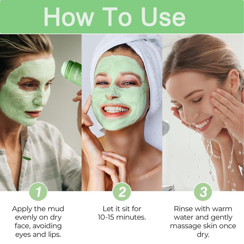 Pack of 2 Green Mask Stick, Green Tea Clay Stick