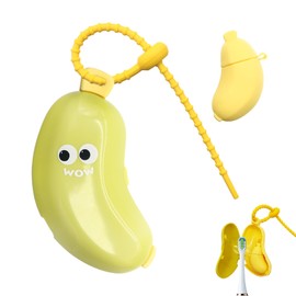 YQSLBULKY Banana Tooth Brush Cover with Toothpaste Dispenser, Portable Toothbrush Head Cover Tooth Brush Travel Cap, Clip -On Cute Fruit Toothbrush Protector Fits Most Manual and Electric Toothbrushes
