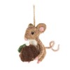 Abbott Collection Mouse with Christmas Pudding Ornament, Felt (3" H)