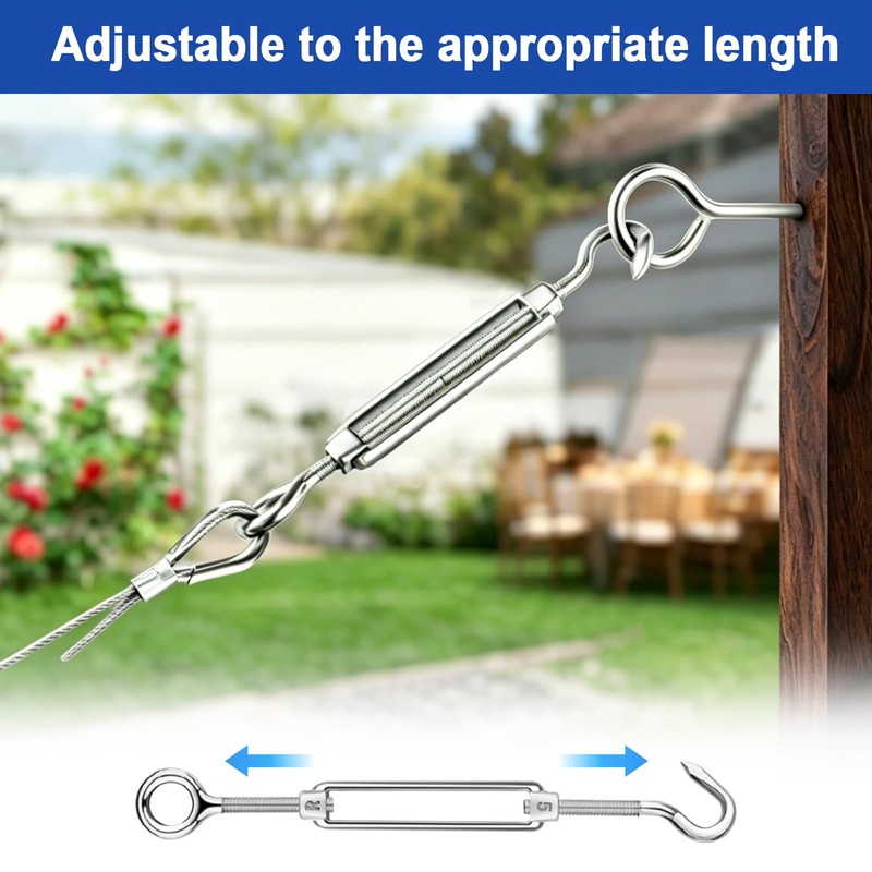M5 Turnbuckle Rope Wire Tensioner Kit,100ft 1/16