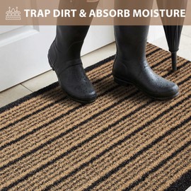 DOMUSTEX Outdoor Front Door Mat 24" x 36", Dirt Trapping Outside Entrance Rug, Non Slip Shoe Scraper, Heavy Duty Commercial Rug for Patio, Garage, Traffic Area, Office, Roll Packing