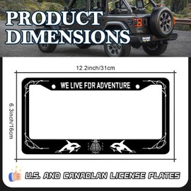 HCSS 2PCS We Live for Adventure License Plate Frames,Cool Compass Whale Aluminum Metal License Plate Holder Cover,Rust-Proof Waterproof Car Decorative Tag Frames for Standard US 12x6 Inch