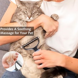 2 in 1 Dematting Kamm für Hunde-Haustier Pflege Werkzeug, Doppelseitige Dematting Kamm - Undercoat Rake Deshedding Werkzeug, Katze mattierte Pelz Entferner für Haustiere Hunde und Katzen mit langem Ha