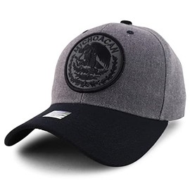 Trendy Apparel Shop Cities of Mexico Circular Logo Embroidered Structured Baseball Cap - Michoacan Charcoal - Charcoal Black