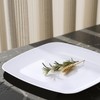 PULOTE 100PCS White Plastic Plates - White Square Disposable Include