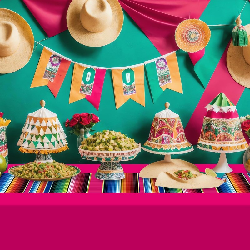 6 Pcs Mexican Fiesta Plastic Tablecloth, Rectangle Disposable Table Cloth