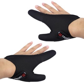 2Pcs Fishing Protective Gloves Finger Stall, Black Thumb + Index Finger Protector Neoprene Glove for Men Outdoor Fishing