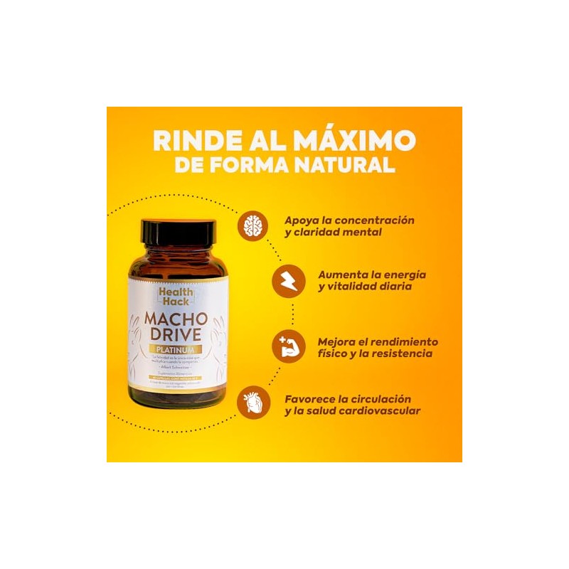 Macho Drive Maca Negra Roja Ginseng Zinc L-Arginina Cápsulas Health