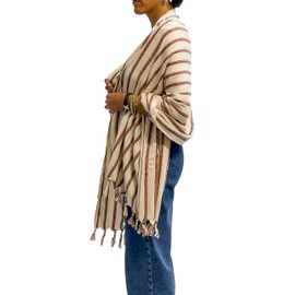 Ethnic Shawl for Women |%100 Premium Anatolian Cotton | Warm Winter Blanket Tartan | Handwoven by Local Artisans | One Size | Casual Loose Style | Ecofriendly Fabric (Black-White-Red)