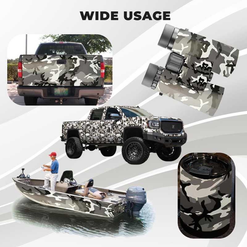 1 Roll Snow Color Camouflage Vinyl Wrap 12'' x 12''