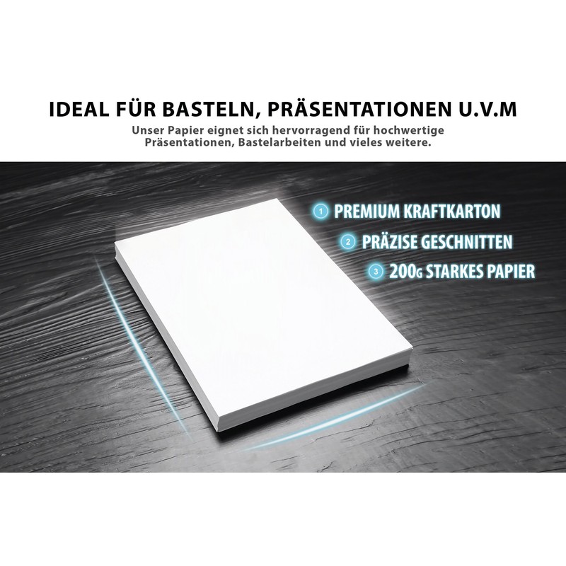50 Sheets of Paper 200 g/m² White Matt, Premium Paper