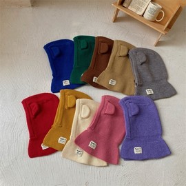 Kids Balaclava Beanie Winter Earflap Hat lf1611 Free Size/48-52cm (Recommended for 2-8 Years Old) Dark Beige 5ea