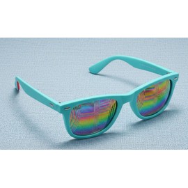 GogoRavers™ Original Diffraction Glasses Stylish Classic Trendy 3D Rainbow Trip Rave Festival Dance Effect EDM Vibe Kaleidoscope Style (Blue (Clear Lens))