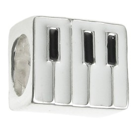 Queenberry Sterling Silver Piano Keyboard Enamel European Style Bead Charm