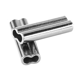 Alomejor 100pcs 6 Sizes Fishing Crimp Copper Tube Connector Double Barrel Crimp Fishing Line Sleeves Wire Leader (1.2mm*10mm)