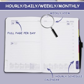 A5 Diary 2025 Week to View Day Per Page to do List Notebook Hourly Daily Weekly & Monthly Diaries Jan.2025 - Dec.2025 Banded Hard Cover with Colorful Monthly Tabs,8.26" x 5.7"-Minimalist Black