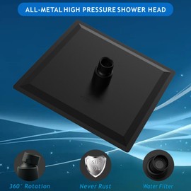 Voolan Rain Shower head, High Pressure Shower Head Made of 304 Stainless Steel, Relaxed Shower Experience Even at Low Water Flow and Pressure (6" Black)