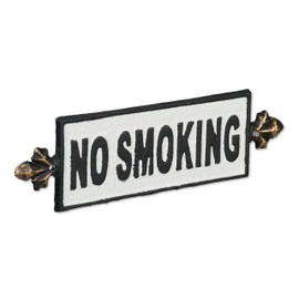 Relaxdays No Smoking Cast Iron Wall Sign No Smoking Metal Sign Door & Wall Decorative Sign, Black/White