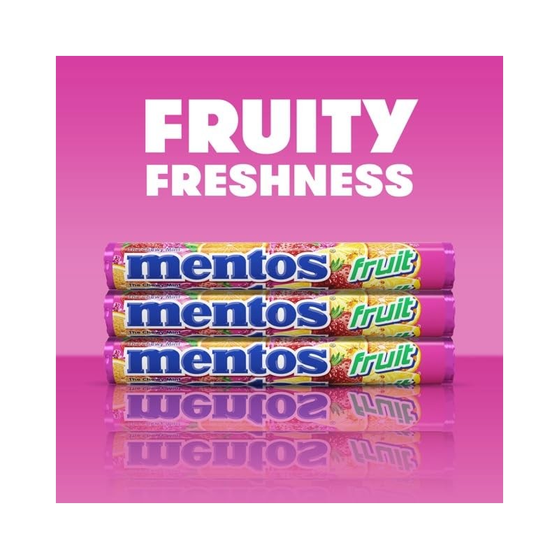 Mentos Chewy Mint Candy Roll, Fruit Mint Candies, 14 Pieces