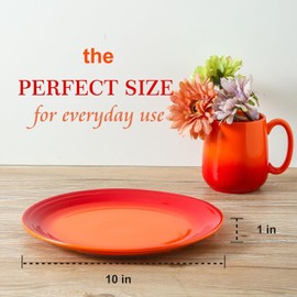 Hasense Ceramic Dinner Plates Set of 2, 10 Inch Large Dessert Serving Dishes, Porcelain Pasta and Salad Plates for the Kitchen, Microwave Dishwasher Safe, Stylish Christmas, Gradient Orange