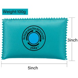 ZSKK 100g Rechargeable Desiccant Pack of 5,Silica Gel Desiccant Packets,Moisture Absorbers for Storage Bins, Suitcase,Gun Safe, 3D Filaments, Electronics,Desiccant Dehumidifier for Closets,Cars