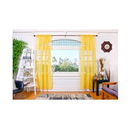 All American Collection Doli Sheer Curtains | Two 54" x 84" Panels (Mustard Yellow)